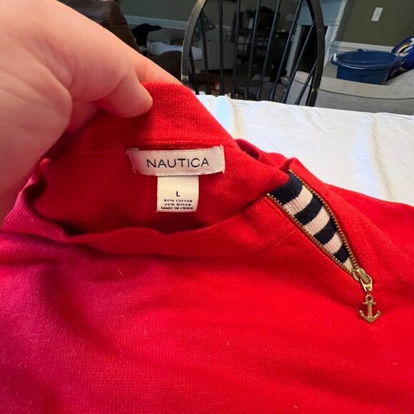 Nautica WOmens Red Sweater  3/4 Sleeve Size L - Picture 3 of 5